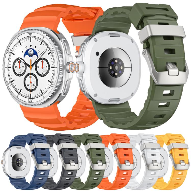 For Samsung Galaxy Watch8 / Watch8 Classic Silver Buckle Silicone Watch Band(Green)