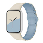 For Xiaomi Smart Band 9 Pro / Redmi Watch 5 Tri-Beads Magnetic Silicone Watch Band(Antique White Misty Blue)