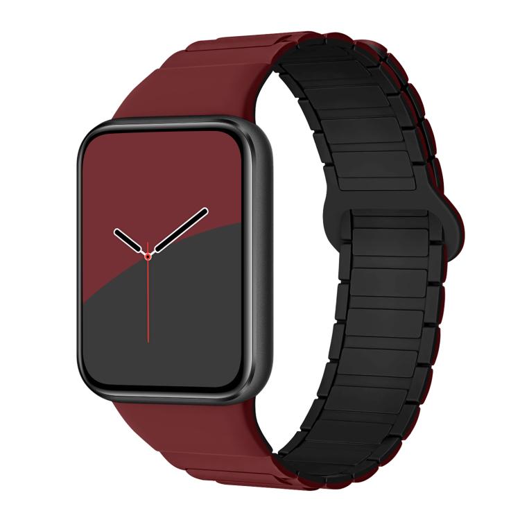 For Xiaomi Smart Band 9 Pro / Redmi Watch 5 Tri-Beads Magnetic Silicone Watch Band(Wine Red Black)