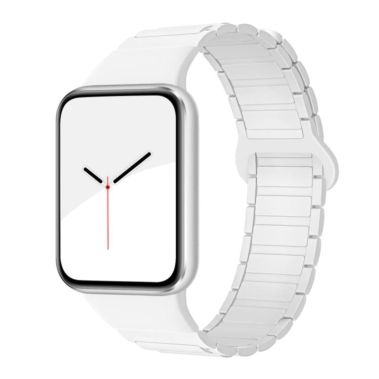 For Xiaomi Smart Band 9 Pro / Redmi Watch 5 Tri-Beads Magnetic Silicone Watch Band(Silver White)