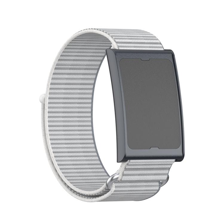 For Amazfit Helio Strap Metal Ring Two Sections Nylon Hook and Loop Fastener Watch Band(Dome Gray)