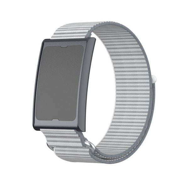 For Amazfit Helio Strap Metal Ring Two Sections Nylon Hook and Loop Fastener Watch Band(Dome Gray)