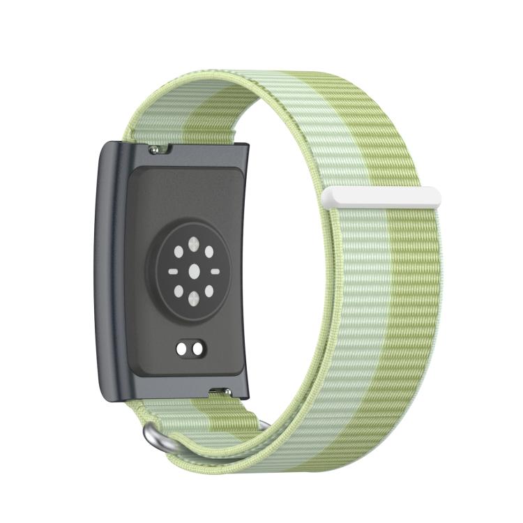For Amazfit Helio Strap Metal Ring Two Sections Nylon Hook and Loop Fastener Watch Band(Mint Green)