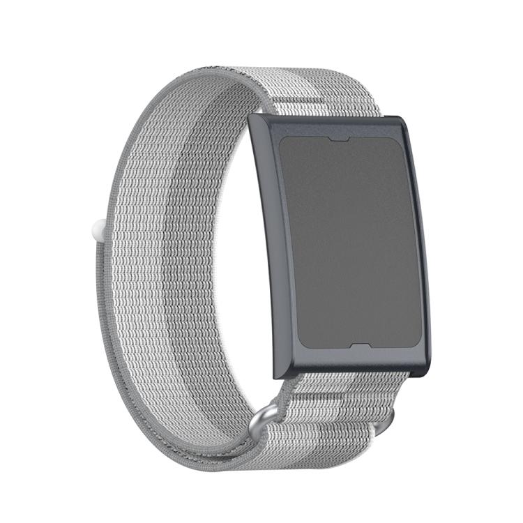 For Amazfit Helio Strap Metal Ring Two Sections Nylon Hook and Loop Fastener Watch Band(Phantom Silver)
