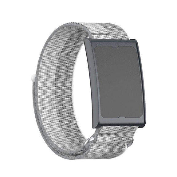For Amazfit Helio Strap Metal Ring Two Sections Nylon Hook and Loop Fastener Watch Band(Phantom Silver)