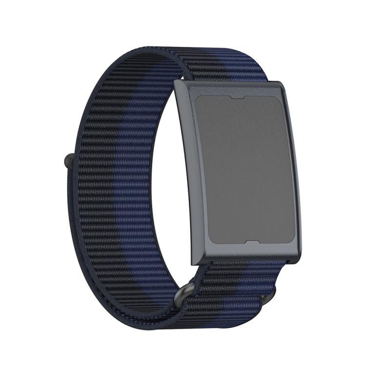 For Amazfit Helio Strap Metal Ring Two Sections Nylon Hook and Loop Fastener Watch Band(Deep Ocean Blue)