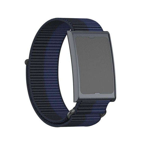 For Amazfit Helio Strap Metal Ring Two Sections Nylon Hook and Loop Fastener Watch Band(Deep Ocean Blue)