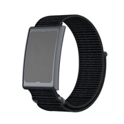 For Amazfit Helio Strap Metal Ring Two Sections Nylon Hook and Loop Fastener Watch Band(Deep Black)