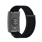 For Amazfit Helio Strap Metal Ring Two Sections Nylon Hook and Loop Fastener Watch Band(Deep Black)