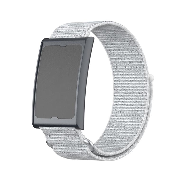 For Amazfit Helio Strap Metal Ring Two Sections Nylon Hook and Loop Fastener Watch Band(Sea Shell)