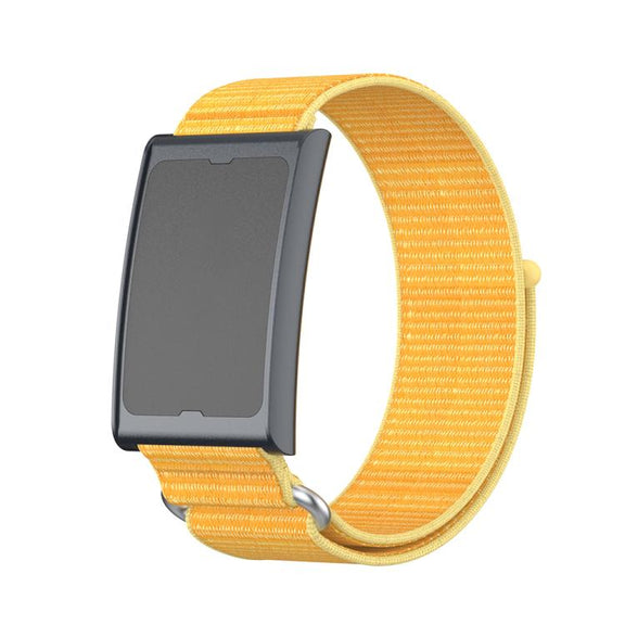 For Amazfit Helio Strap Metal Ring Two Sections Nylon Hook and Loop Fastener Watch Band(Pale Yellow)