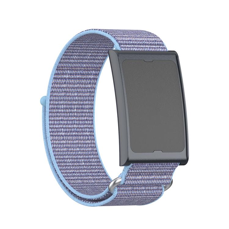 For Amazfit Helio Strap Metal Ring Two Sections Nylon Hook and Loop Fastener Watch Band(Azure Blue)
