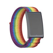 For Amazfit Helio Strap Metal Ring Two Sections Nylon Hook and Loop Fastener Watch Band(Rainbow)