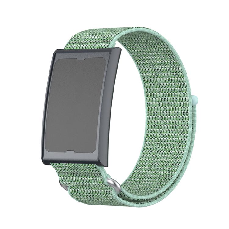 For Amazfit Helio Strap Metal Ring Two Sections Nylon Hook and Loop Fastener Watch Band(Aqua)
