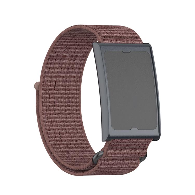 For Amazfit Helio Strap Metal Ring Two Sections Nylon Hook and Loop Fastener Watch Band(Smokey Purple)