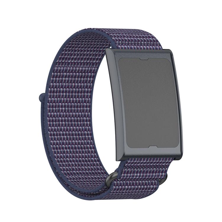 For Amazfit Helio Strap Metal Ring Two Sections Nylon Hook and Loop Fastener Watch Band(Indigo)
