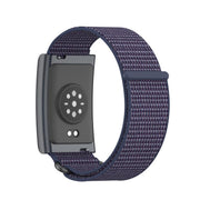 For Amazfit Helio Strap Metal Ring Two Sections Nylon Hook and Loop Fastener Watch Band(Indigo)