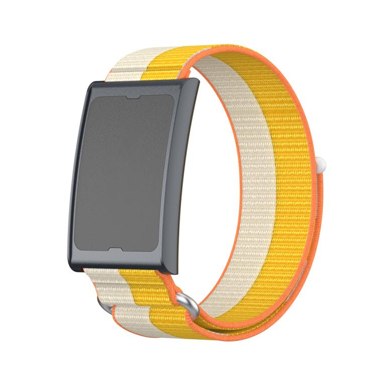 For Amazfit Helio Strap Metal Ring Two Sections Nylon Hook and Loop Fastener Watch Band(Kibu White)