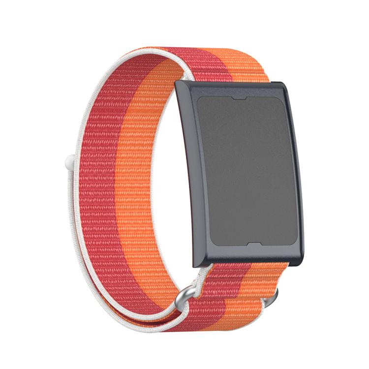For Amazfit Helio Strap Metal Ring Two Sections Nylon Hook and Loop Fastener Watch Band(Peony)