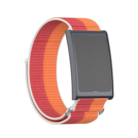 For Amazfit Helio Strap Metal Ring Two Sections Nylon Hook and Loop Fastener Watch Band(Peony)