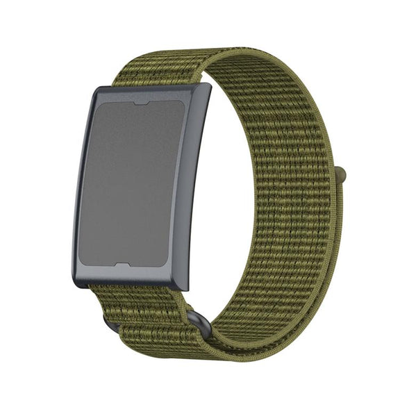 For Amazfit Helio Strap Metal Ring Two Sections Nylon Hook and Loop Fastener Watch Band(Olive Green)