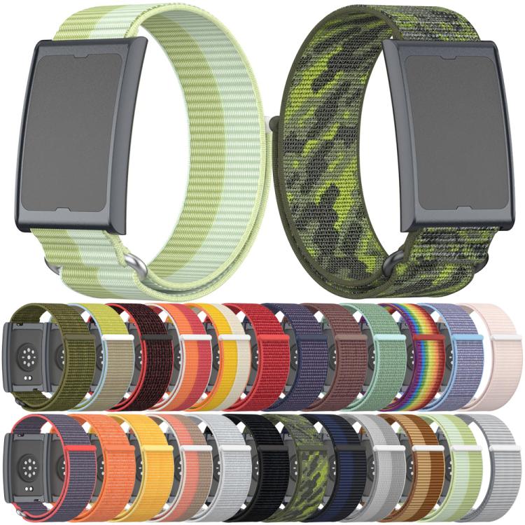 For Amazfit Helio Strap Metal Ring Two Sections Nylon Hook and Loop Fastener Watch Band(Azure Blue)