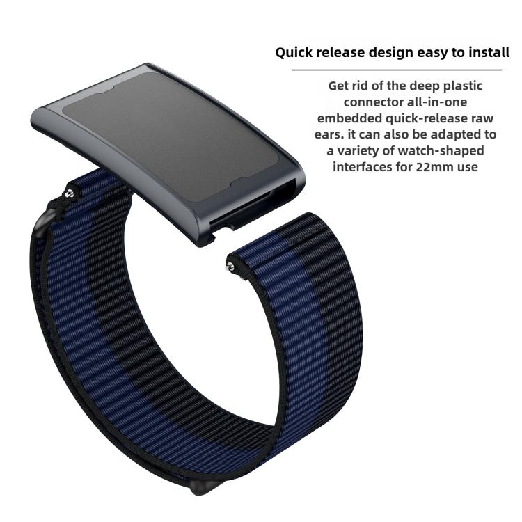 For Amazfit Helio Strap Metal Ring Two Sections Nylon Hook and Loop Fastener Watch Band(Mint Green)
