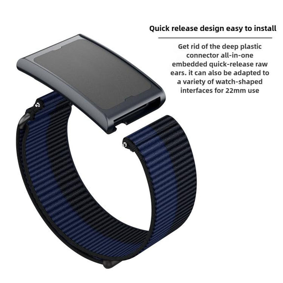 For Amazfit Helio Strap Metal Ring Two Sections Nylon Hook and Loop Fastener Watch Band(Camel)