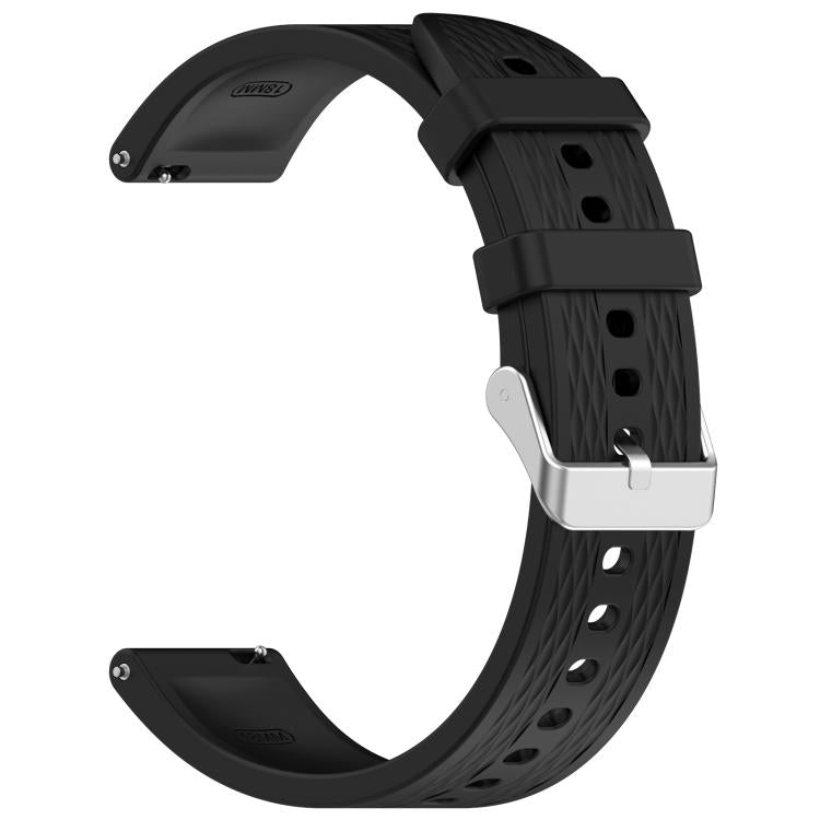 For OnePlus Watch 3 43mm Rhombic Texture Groove Silicone Watch Band(Black)