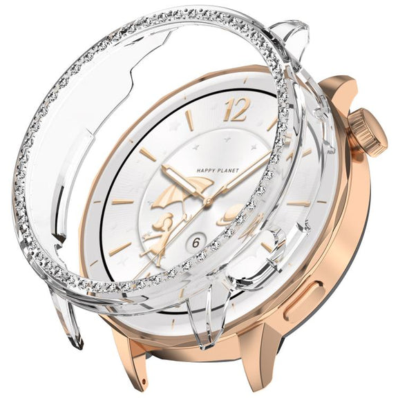 For OnePlus Watch 3 43mm Single Row Diamond Half Coverage Hollow PC Watch Protective Cover(Transparency)