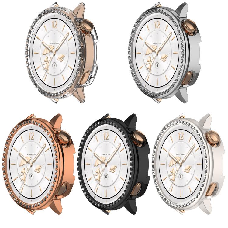 For OnePlus Watch 3 43mm Single Row Diamond Half Coverage Hollow PC Watch Protective Cover(Black)
