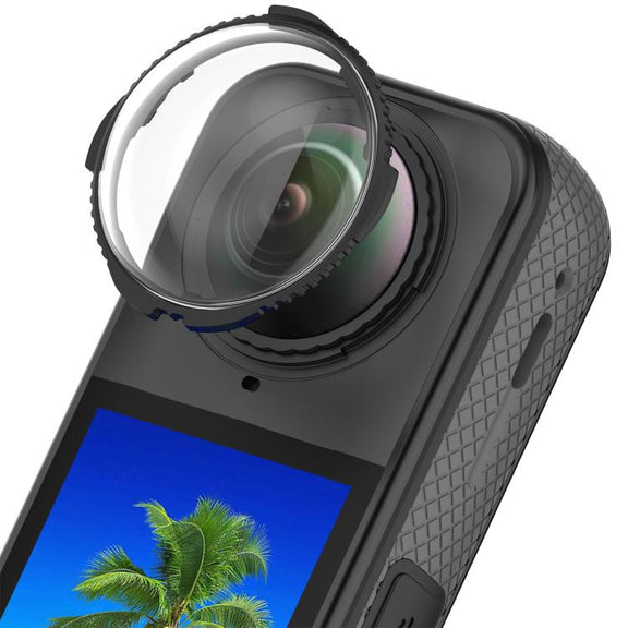 For Insta360 X5 Rotating Optical Tempered Glass Lens Guard Protective Cover(Black)