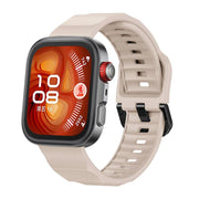 For Huawei Watch Fit3 / Fit4 / Fit4 Pro Wave Black Buckle Silicone Watch Band(Starlight)