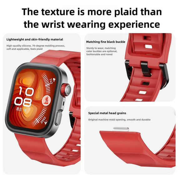 For Huawei Watch Fit3 / Fit4 / Fit4 Pro Wave Black Buckle Silicone Watch Band(Red)