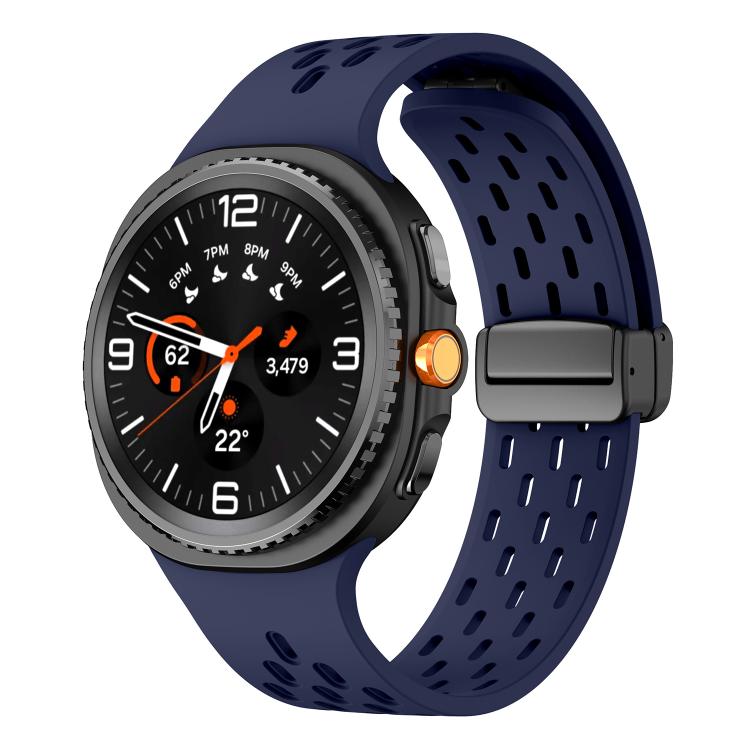 For Samsung Galaxy Watch8 / Watch8 Classic Mesh Magnetic Silicone Watch Band(Midnight Blue)