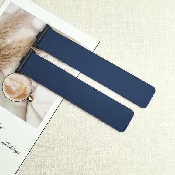 For Xiaomi Smart Band 9 Pro / Redmi Watch 5 Lychee Texture Soft Magnetic Silicone Watch Band(Blue Gray)