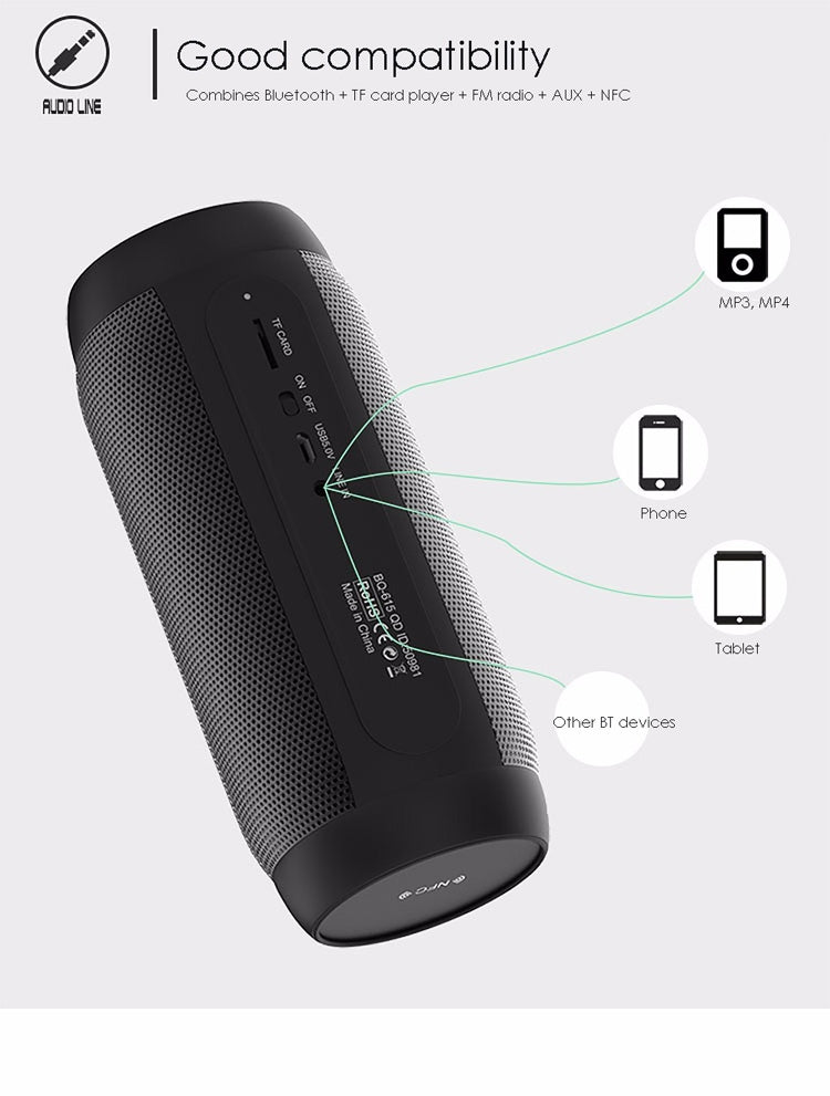 AEC BQ615 PRO Colorful LED Wireless HiFi Stereo Speaker, Combines Bluetooth + TF card player + FM radio + AUX + NFC