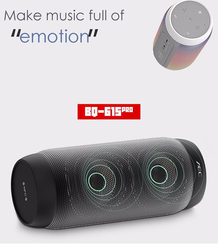 AEC BQ615 PRO Colorful LED Wireless HiFi Stereo Speaker, Combines Bluetooth + TF card player + FM radio + AUX + NFC