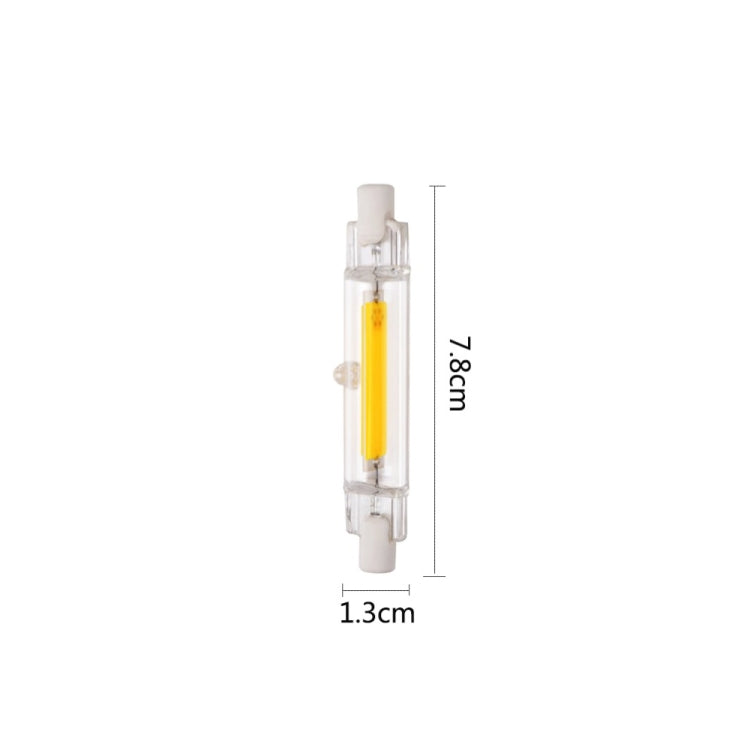 R7S 5W COB LED Lamp Bulb Glass Tube for Replace Halogen Light Spot Light,Lamp Length: 78mm, AC:220v(Warm White)