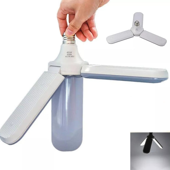 45W E27 LED Bulb SMD2835 228leds Super Bright Foldable Fan Blade Angle Adjustable Ceiling Lamp Home Energy Saving Lights(Warm White)