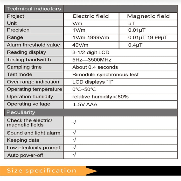 RZ825 Electromagnetic Radiation Tester Portable Digital Liquid Crystal Electromagnetic Field EMF Meter Measuring Instrument For Computer Mobile Phone