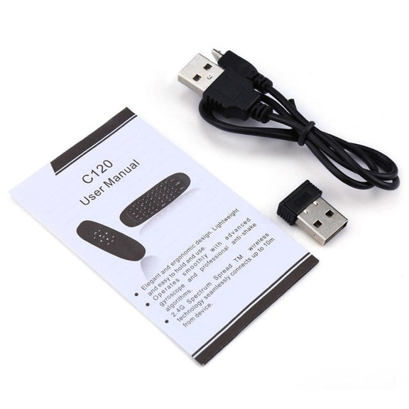 C120 2.4G Mini Keyboard Wireless Remote Mouse with 3-Gyro & 3-Gravity Sensor for PC / HTPC / IPTV / Smart TV and Android TV Box etc(Black)