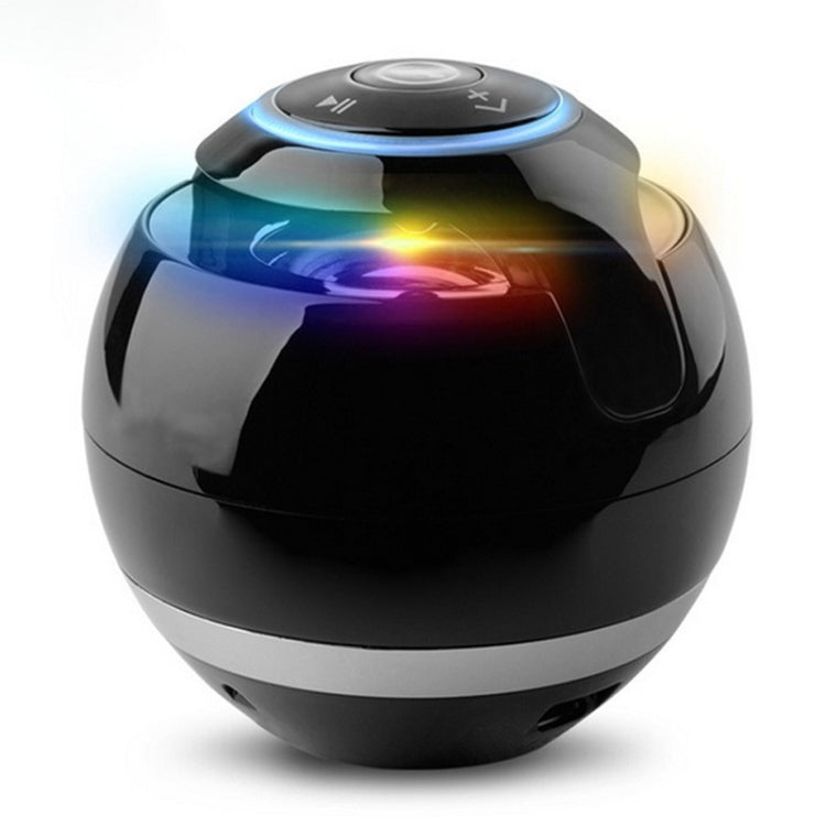 A18 Ball Bluetooth Speaker with LED Light Portable Wireless Mini Speaker Mobile Music MP3 Subwoofer Support TF (Black)