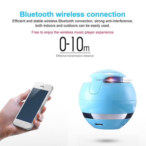 A18 Ball Bluetooth Speaker with LED Light Portable Wireless Mini Speaker Mobile Music MP3 Subwoofer Support TF (Black)