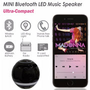 A18 Ball Bluetooth Speaker with LED Light Portable Wireless Mini Speaker Mobile Music MP3 Subwoofer Support TF (Black)