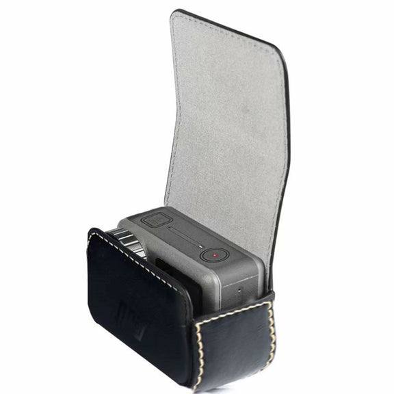 Water-resistant Mini Leather Case Storage Carrying Box for DJI OSMO Action / GoPro / SJCAM / Xiaomi Mi Jia(Black)