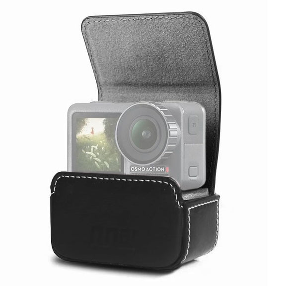 Water-resistant Mini Leather Case Storage Carrying Box for DJI OSMO Action / GoPro / SJCAM / Xiaomi Mi Jia(Black)