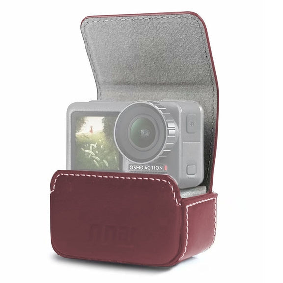 Water-resistant Mini Leather Case Storage Carrying Box for DJI OSMO Action / GoPro / SJCAM / Xiaomi Mi Jia(Coffee)