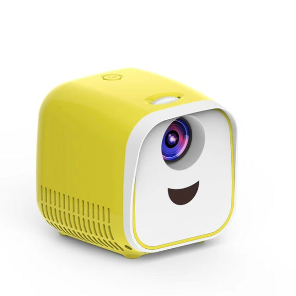 L1 Children Projector Mini LED Portable Home Speaker Projector, UK Plug(Yellow)