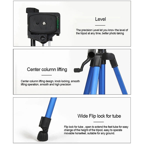 Portable Phone Live Selfie 3366 Tripod Stand DV SLR Camera Self-timer Full Light Bracket(Black)
